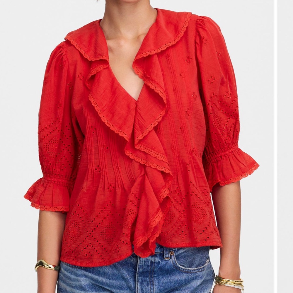 Madewell
Pintuck Ruffle Puff Sleeve Top